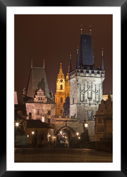Lesser Town Bridge Towers. Prague Framed Mounted Print by Gabor Pozsgai