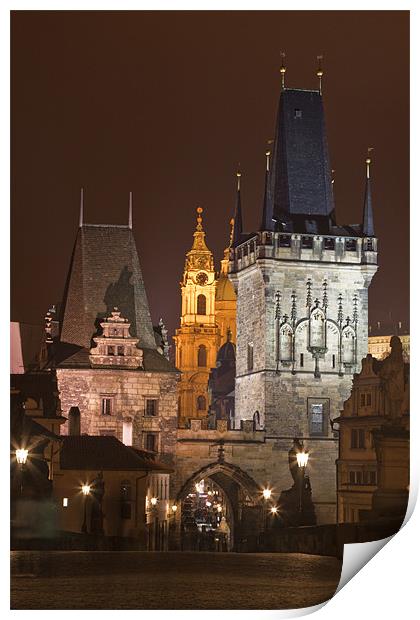 Lesser Town Bridge Towers. Prague Print by Gabor Pozsgai