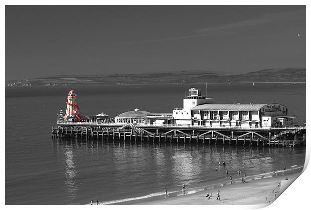 Bournemouth Pier and the Red Helter Skelter Print by Chris Day