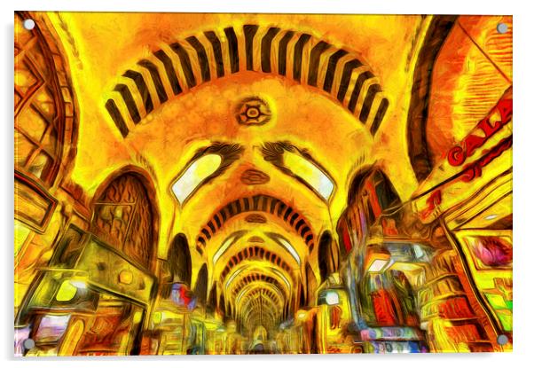 Spice Bazaar Istanbul Van Gogh Acrylic by David Pyatt