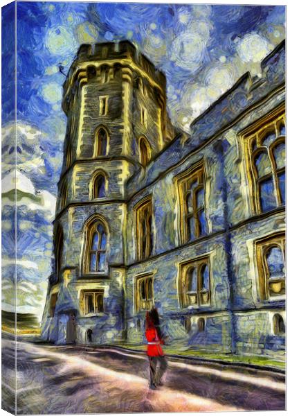 Windsor Castle and Coldstream Guard Art Canvas Print by David Pyatt