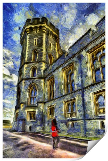 Windsor Castle and Coldstream Guard Art Print by David Pyatt