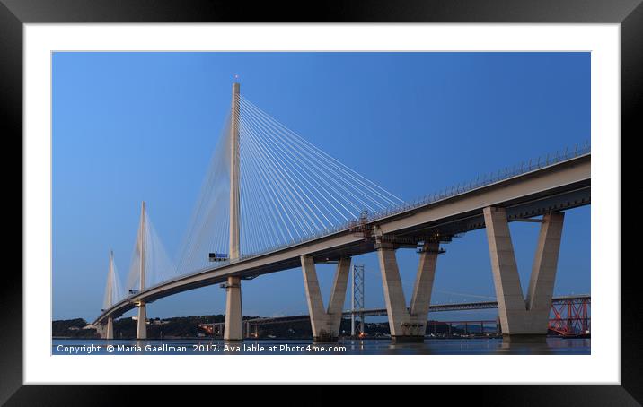 Queensferry Crossing in Panorama Framed Mounted Print by Maria Gaellman