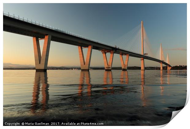 Queensferry Crossing at Sunset Print by Maria Gaellman