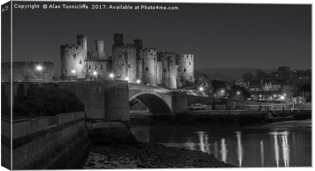 Majestic Conwy Castle at Night Canvas Print by Alan Tunnicliffe