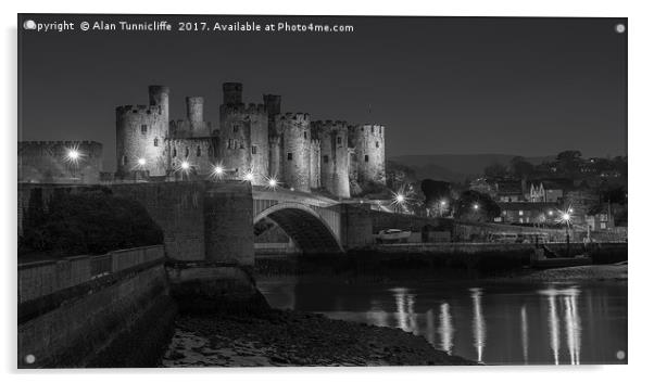 Majestic Conwy Castle at Night Acrylic by Alan Tunnicliffe