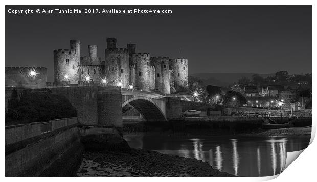Majestic Conwy Castle at Night Print by Alan Tunnicliffe