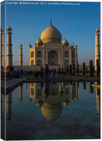 Taj Mahal's Twilight Elegance Canvas Print by Gilbert Hurree