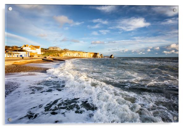 Freshwater Bay Beach Isle Of Wight Acrylic by Wight Landscapes