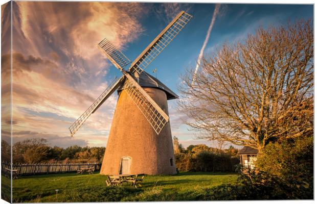 Bembridge Windmill Sunset Isle Of Wight Canvas Print by Wight Landscapes