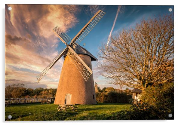 Bembridge Windmill Sunset Isle Of Wight Acrylic by Wight Landscapes