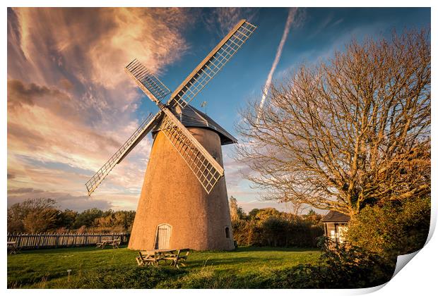 Bembridge Windmill Sunset Isle Of Wight Print by Wight Landscapes