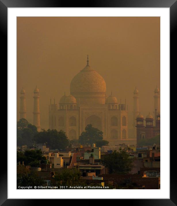 Dawn's Embrace on Taj Mahal Framed Mounted Print by Gilbert Hurree