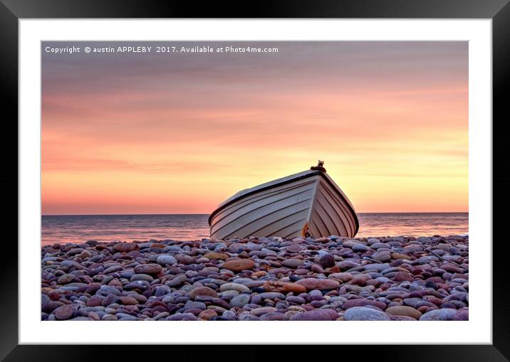 Budleigh Boat On The Pebbles Framed Mounted Print by austin APPLEBY