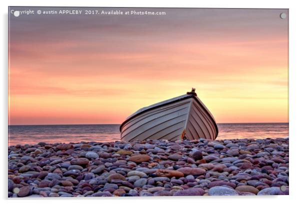 Budleigh Boat On The Pebbles Acrylic by austin APPLEBY