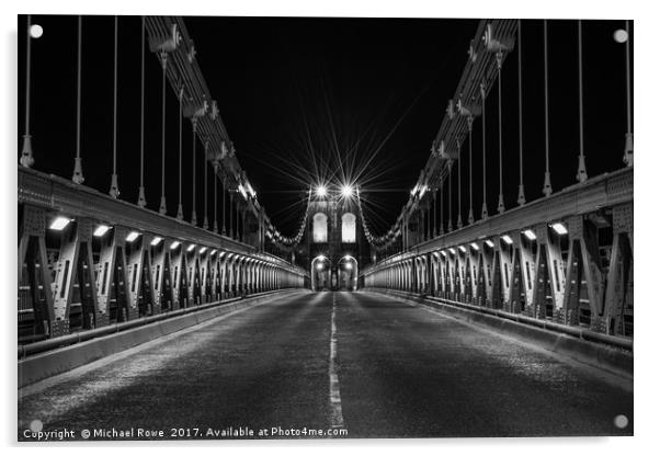 Nights are quiet but I never sleep - Menai Bridge Acrylic by Michael Rowe