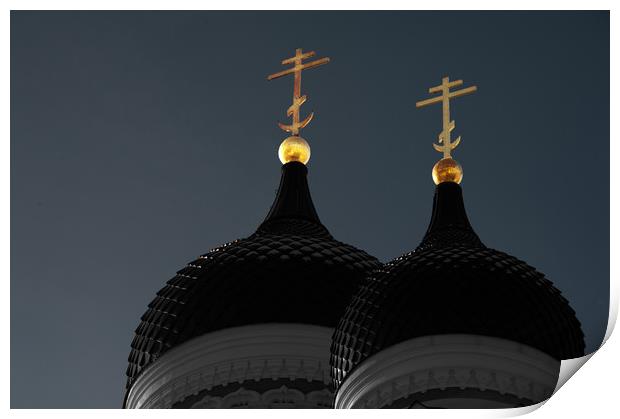Alexander Nevsky Cathedral Domes Tallinn Print by Alan Barr