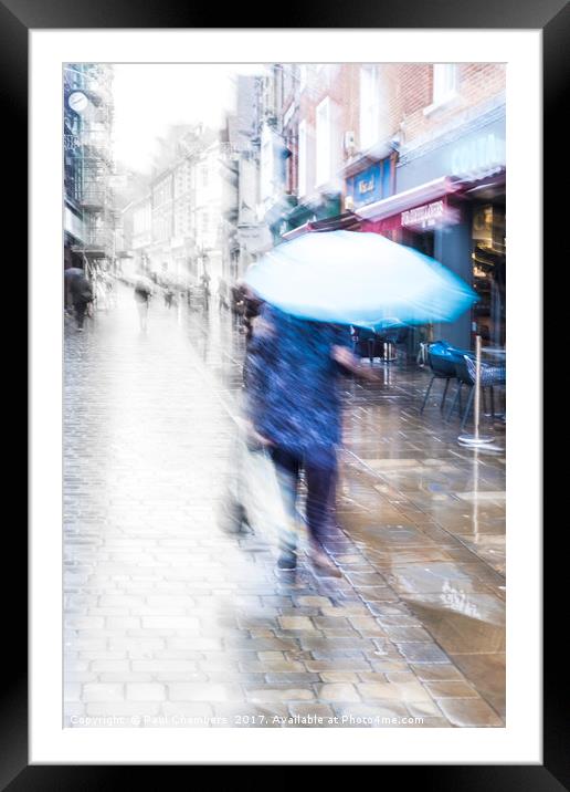 Walking in the rain Framed Mounted Print by Paul Chambers