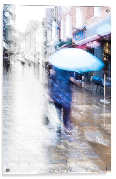 Walking in the rain Acrylic by Paul Chambers