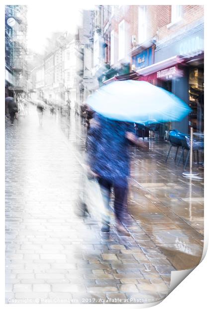 Walking in the rain Print by Paul Chambers