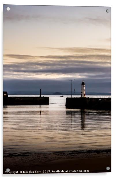 Anstruther Harbour lighthouse at sunset  Acrylic by Douglas Kerr