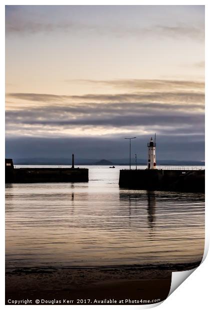 Anstruther Harbour lighthouse at sunset  Print by Douglas Kerr