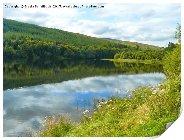 Cantref Reservoir  Print by Gisela Scheffbuch