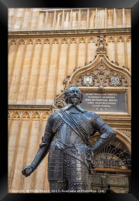 Oxford Bodleian Statue Framed Print by Philip Pound
