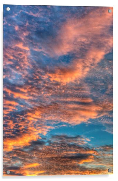 Magnificent orange cloud coastal sunrise view. Aus Acrylic by Geoff Childs