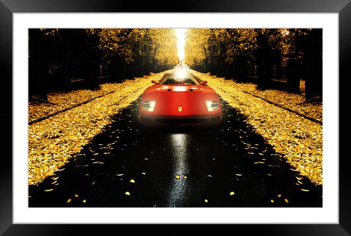 A red car Framed Mounted Print by Guido Parmiggiani