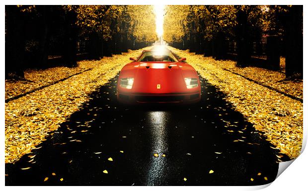 A red car Print by Guido Parmiggiani