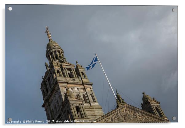 Glasgow Scotland Flag Acrylic by Philip Pound