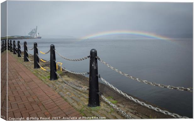 Rainbow on River Clyde at Greenock Canvas Print by Philip Pound