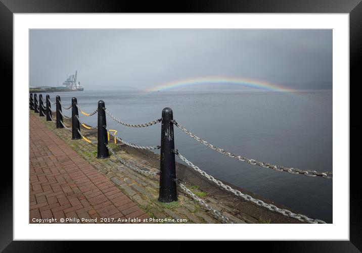 Rainbow on River Clyde at Greenock Framed Mounted Print by Philip Pound