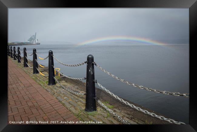 Rainbow on River Clyde at Greenock Framed Print by Philip Pound