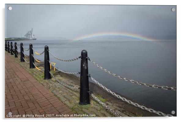 Rainbow on River Clyde at Greenock Acrylic by Philip Pound