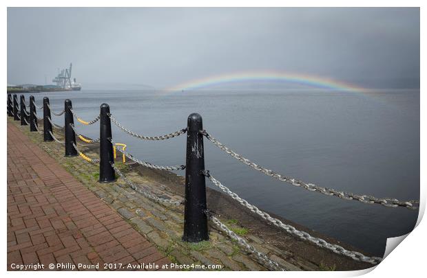 Rainbow on River Clyde at Greenock Print by Philip Pound
