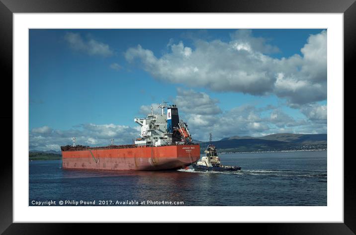Container Ship and Tug on River Clyde Framed Mounted Print by Philip Pound