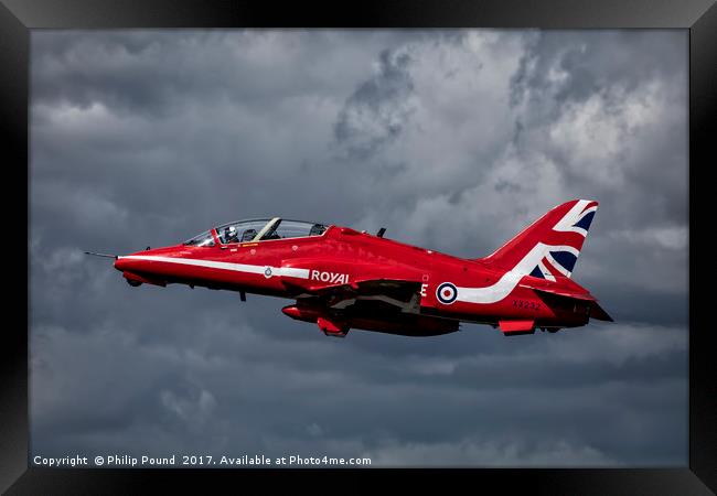 RAF Red Arrow Hawk Jet Framed Print by Philip Pound