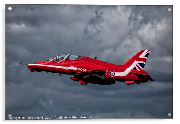RAF Red Arrow Hawk Jet Acrylic by Philip Pound