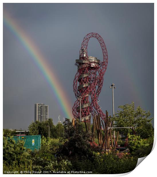 Double Rainbow over ArcelorMittal Sculpture in Str Print by Philip Pound