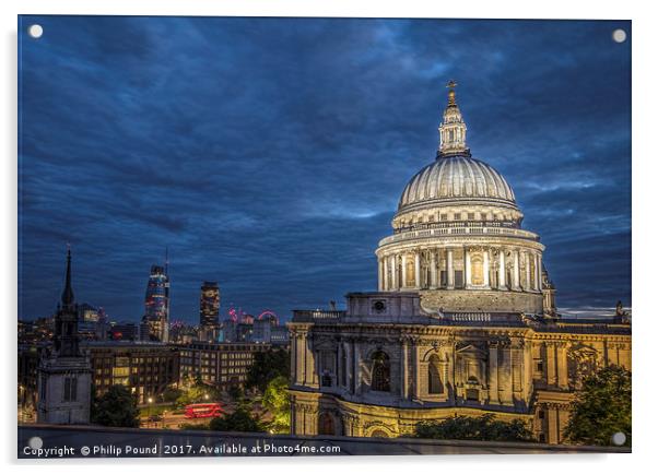 St Paul's Cathedral in London at Night Acrylic by Philip Pound