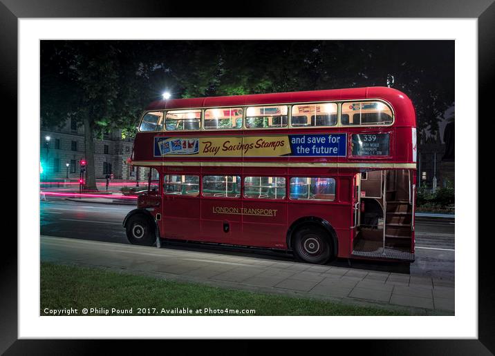 London Red Double Decker Bus in Parliament Square  Framed Mounted Print by Philip Pound