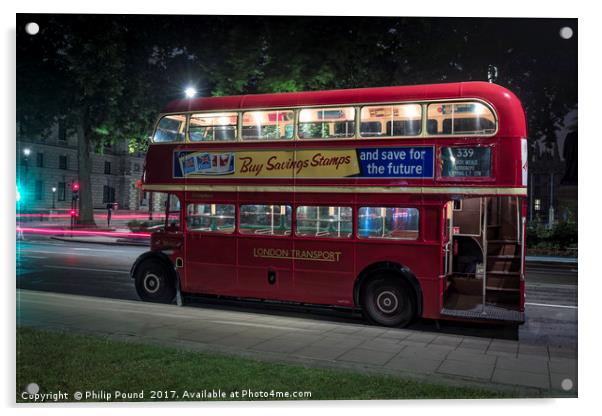 London Red Double Decker Bus in Parliament Square  Acrylic by Philip Pound