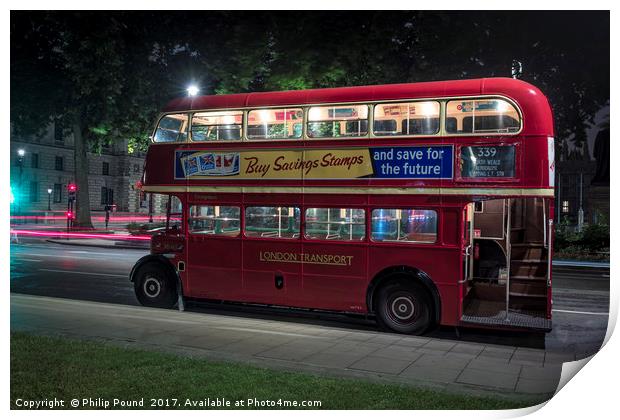 London Red Double Decker Bus in Parliament Square  Print by Philip Pound