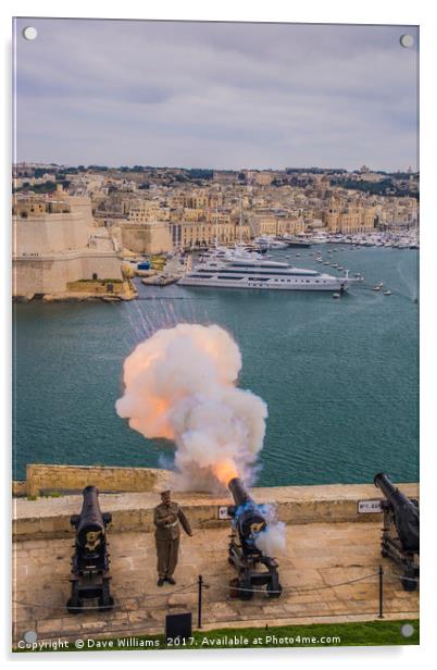 Cannon Fire, Valletta, Malta Acrylic by Dave Williams