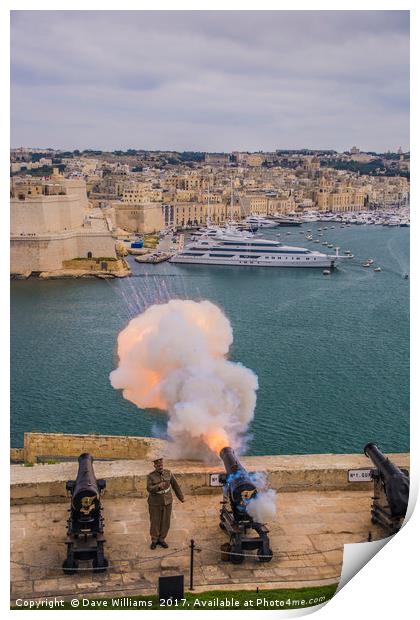 Cannon Fire, Valletta, Malta Print by Dave Williams