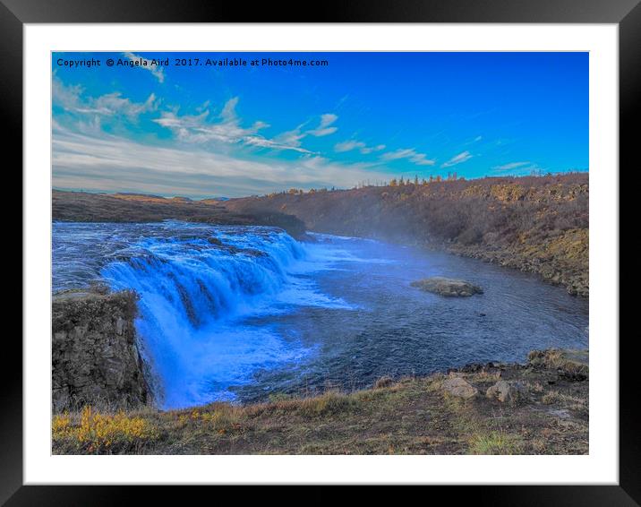 Faxi waterfall. Framed Mounted Print by Angela Aird