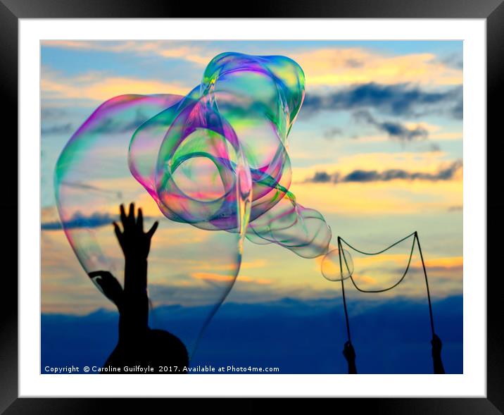 Sunset Bubble Fun Framed Mounted Print by Caroline James