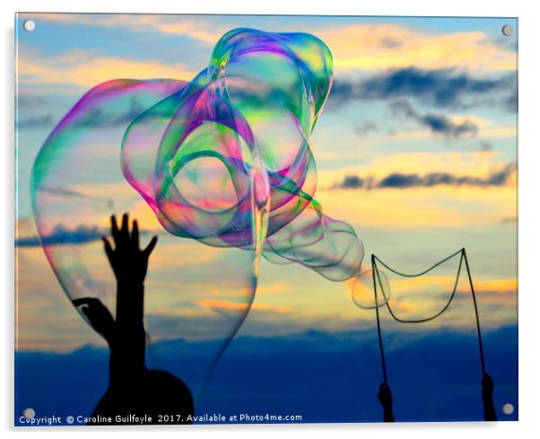 Sunset Bubble Fun Acrylic by Caroline James